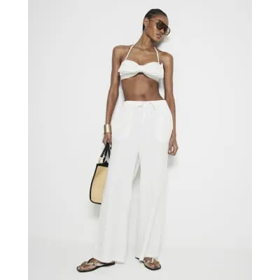 White Cotton Lace Trousers sold by River Island