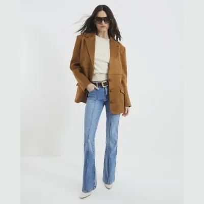 Blue Denim Bootcut Mid Rise Jeans sold by River Island