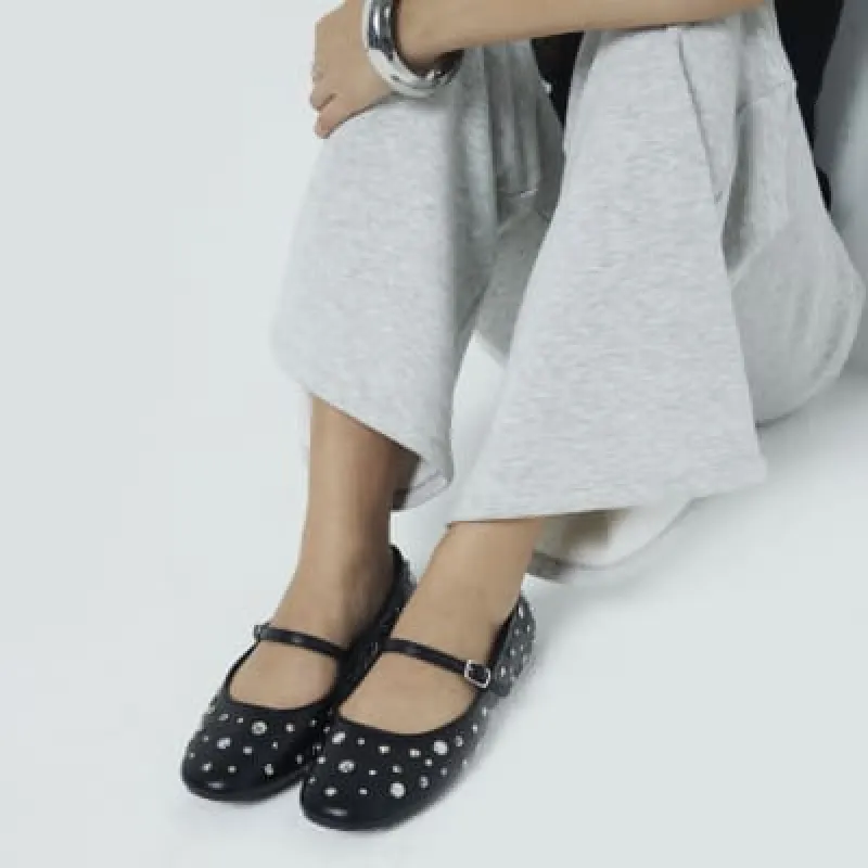 Black Studded Mary Jane Shoes sold by River Island