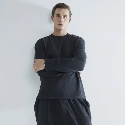 Grey Slim Fit Long Sleeve Sweatshirt sold by River Island