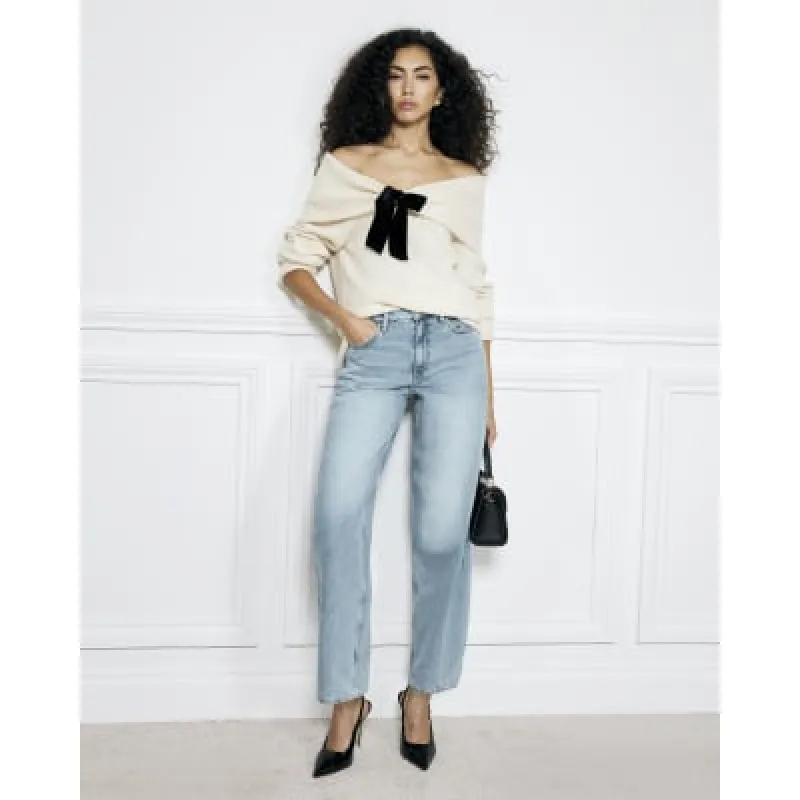 Blue Seamed Barrel Jeans sold by River Island