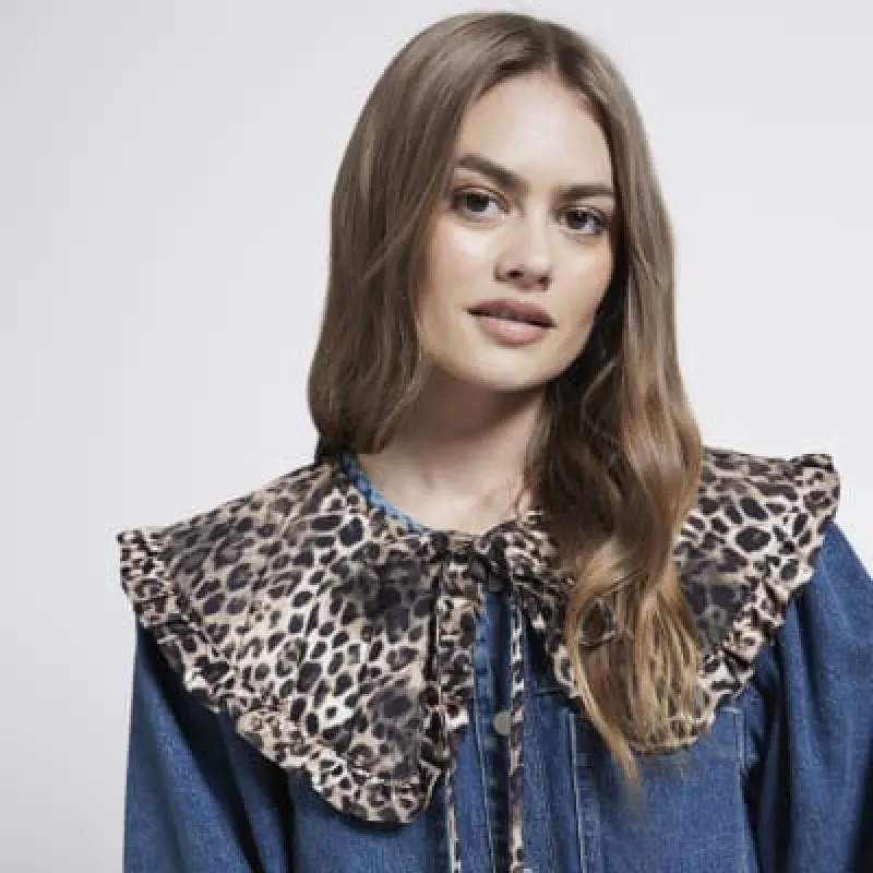 Beige Quilted Leopard Print Collar sold by River Island
