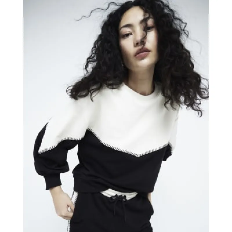 Black Long Sleeved Mono Blocked Sweatshirt sold by River Island