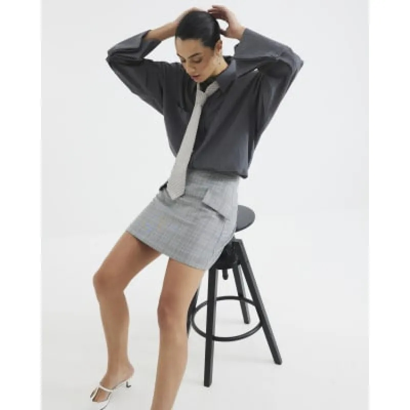 Grey Check Mini Skirt sold by River Island