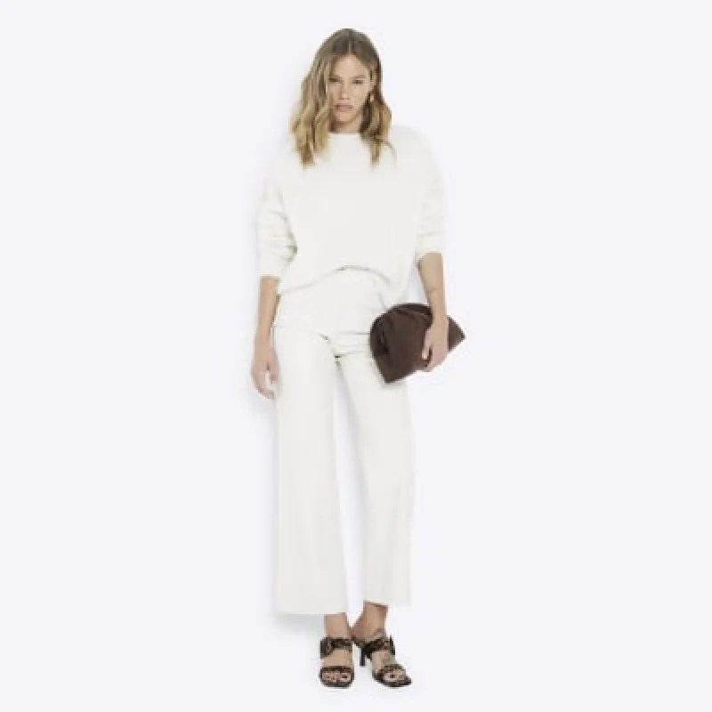 Cream Faux Leather Straight Leg Trousers sold by River Island