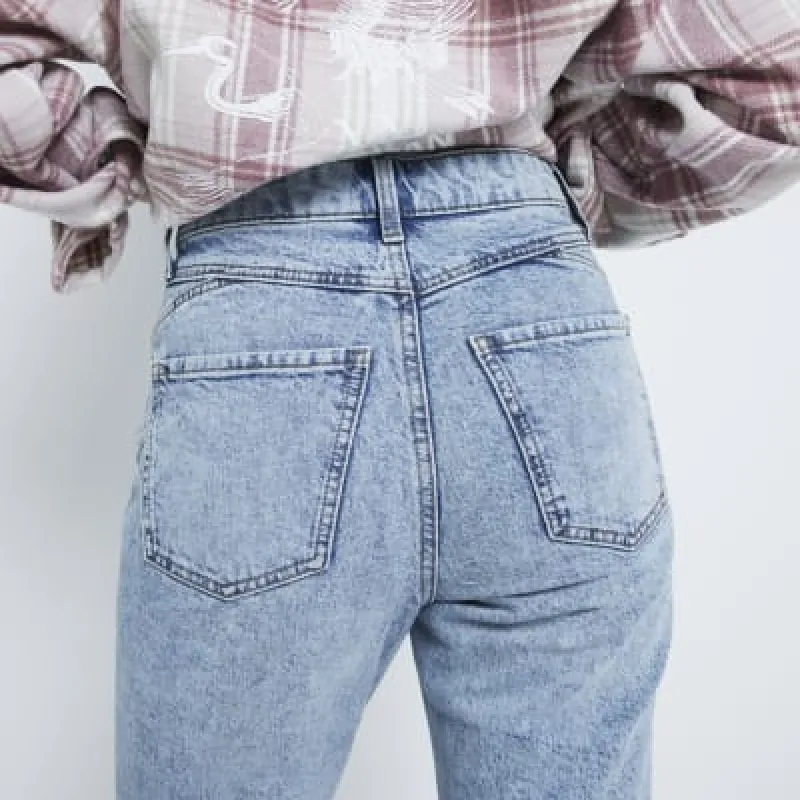 Blue High Rise Sculpt Mom Jeans sold by River Island