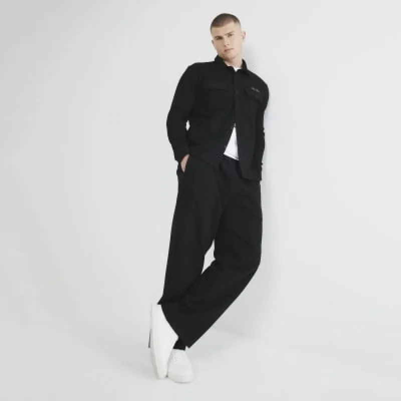 Black Long Sleeve Embroidery Shirt sold by River Island