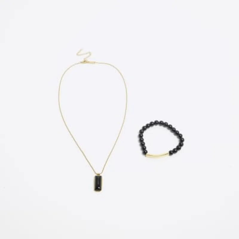 Black Necklace And Bracelet Set sold by River Island