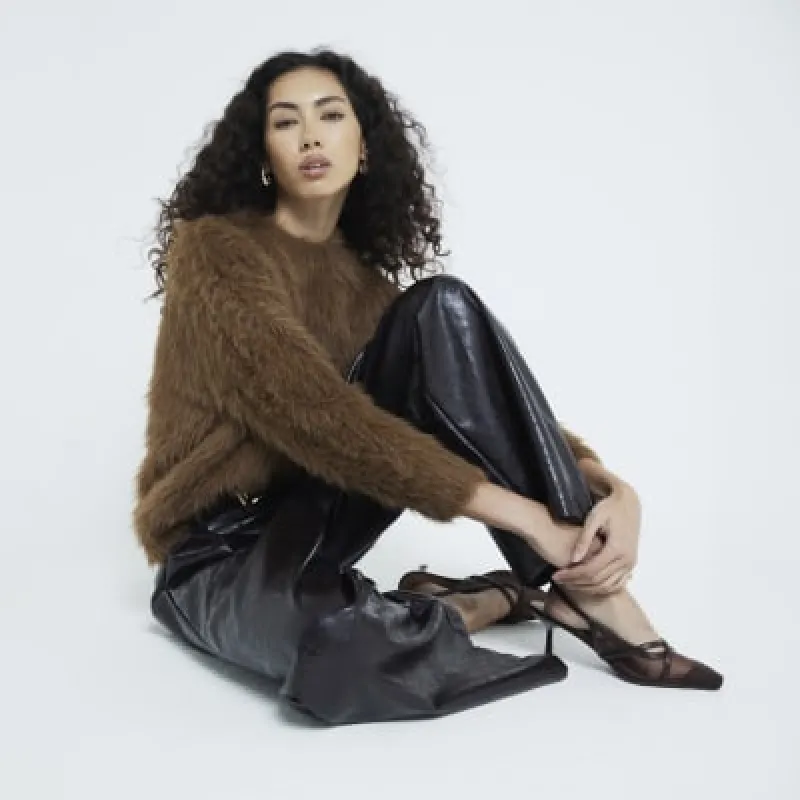 Brown Faux Fur Jumper sold by River Island