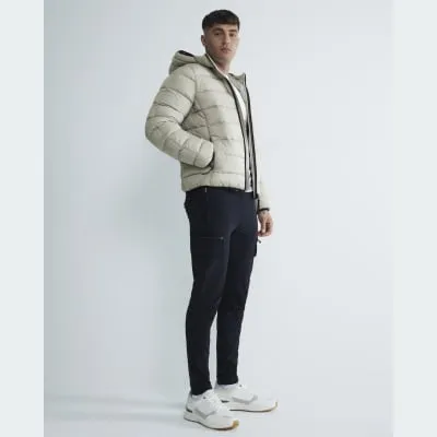 Stone Quilted Hooded Puffer Coat sold by River Island