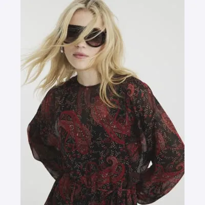 Red Paisley Print Mini Dress sold by River Island