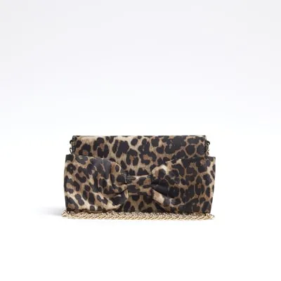 Brown Satin Bow Purse Cross Body Bag sold by River Island