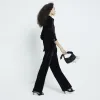 Black Velvet Wide Leg Trousers sold by River Island