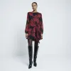 Red Floral Long Sleeved Tie Front Mini Dress sold by River Island