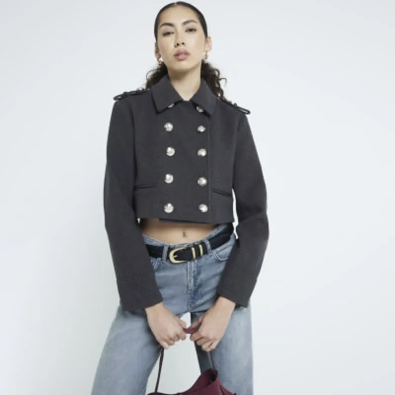 Grey Short Military Jacket sold by River Island