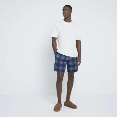Blue and Black Check Pyjama Short Set sold by River Island