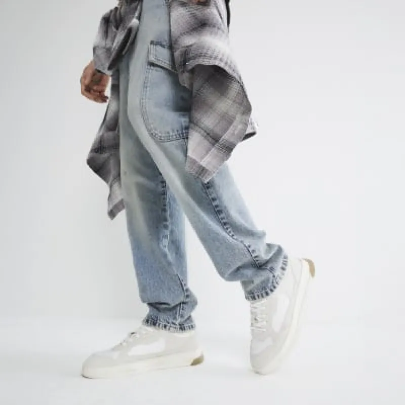 Stone Suede Lace Up Trainers sold by River Island