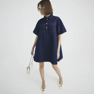 Indigo Denim Shirt Collar Mini Dress sold by River Island