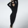 Black Long Sleeve Ribbed Midi Dress sold by River Island