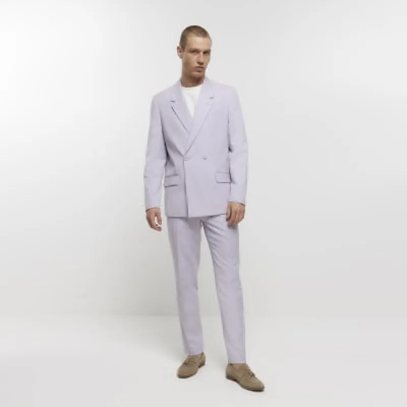 Purple slim fit suit trousers sold by River Island