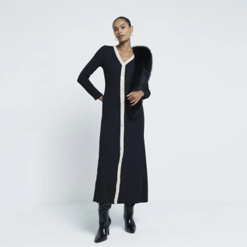 Black Colour Block Maxi Dress sold by River Island