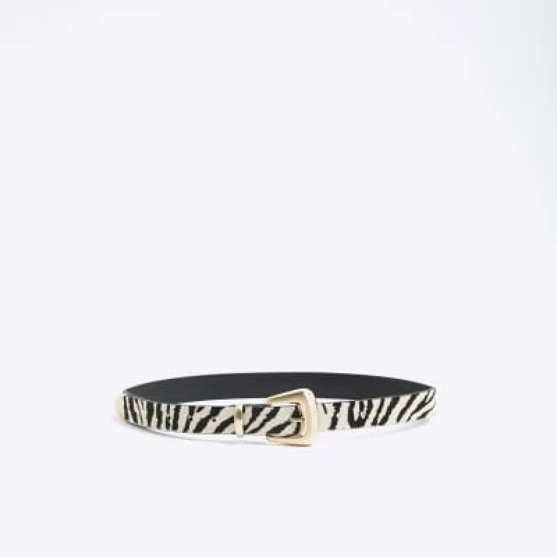 White Square Buckle Zebra Belt sold by River Island