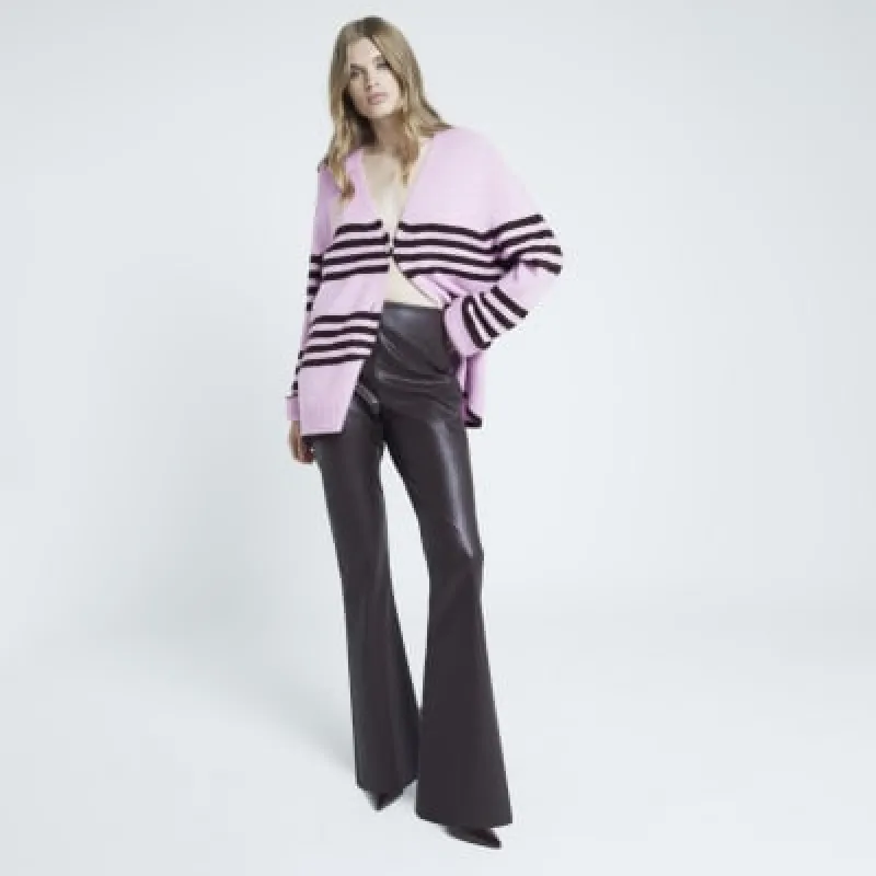 Red Faux Leather Flared Trousers sold by River Island