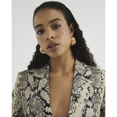 Cream Snake Oversized Blazer sold by River Island