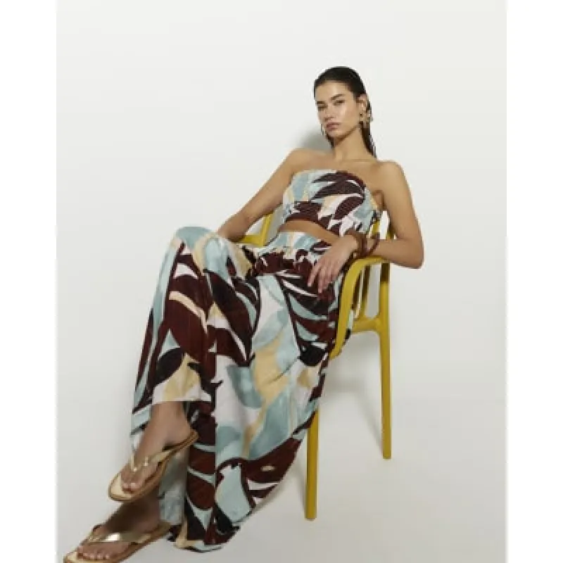 Blue Leaf Print Maxi Skirt sold by River Island