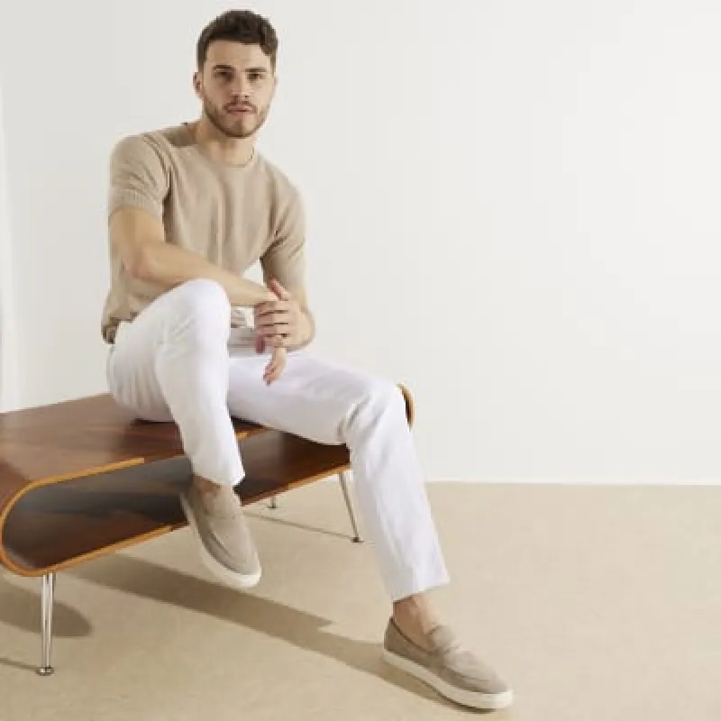 Beige suede loafers sold by River Island