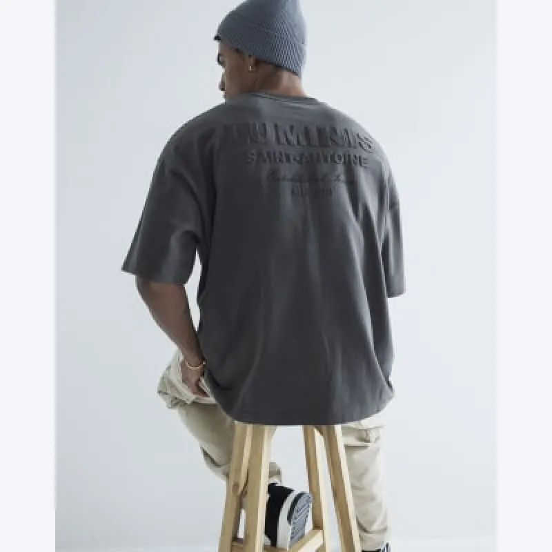 Khaki Luminis Embossed T-Shirt sold by River Island