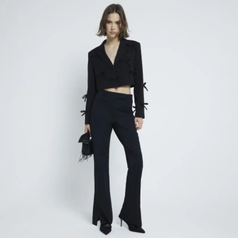 Black Tailored Flare Trousers sold by River Island
