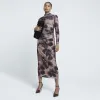 Beige Floral Mesh Midi Skirt sold by River Island