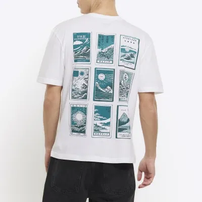 White regular fit Japanese graphic t-shirt sold by River Island