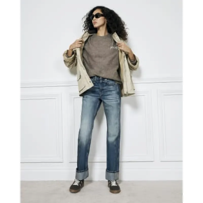 Blue High Rise Straight Leg Jeans sold by River Island