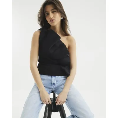 Black Sleeveless 3D Scuba Top sold by River Island