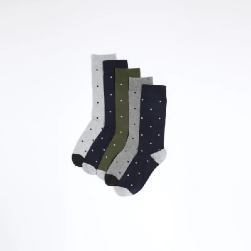 Khaki 5 Pack Spot Print Tube Socks sold by River Island