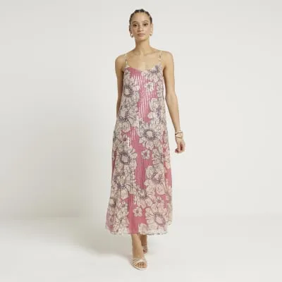 Pink floral sequin slip maxi dress sold by River Island