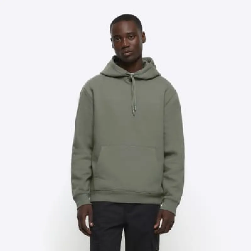 Green regular fit plain hoodie sold by River Island