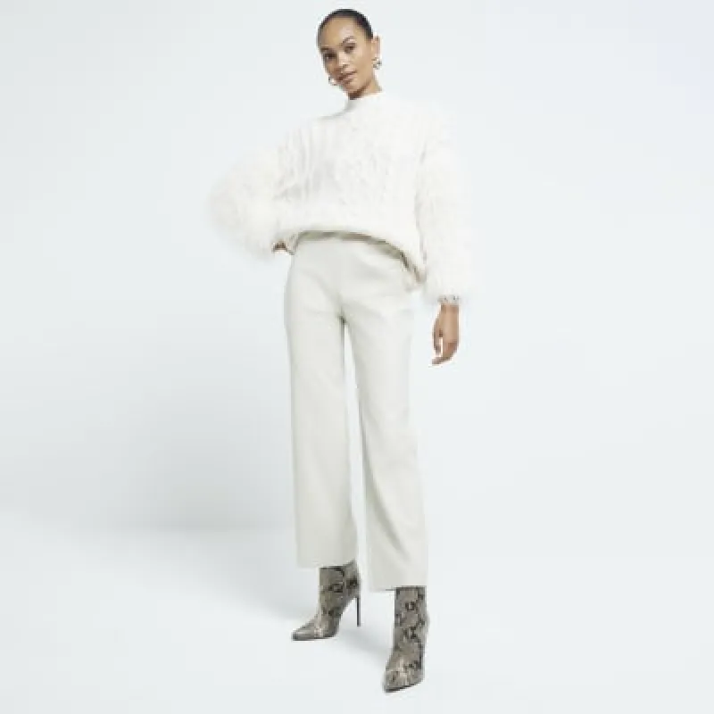 Beige Faux Fur Long Sleeve Jumper sold by River Island