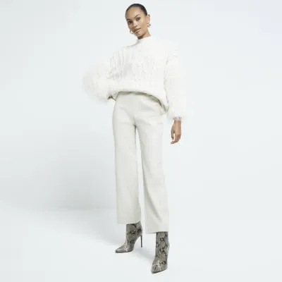 Beige Faux Fur Long Sleeve Jumper sold by River Island