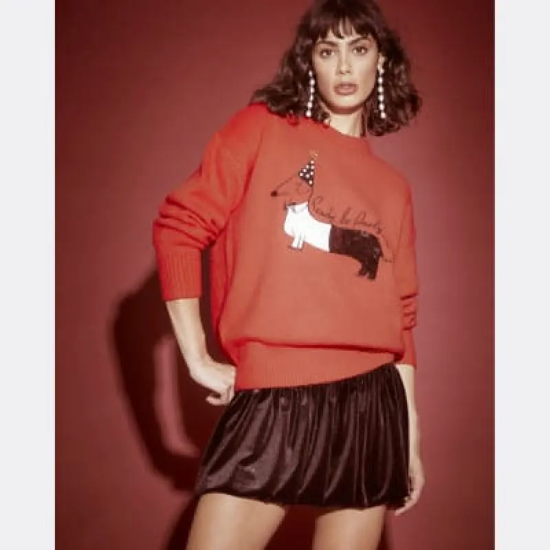 Red Sausage Dog Christmas Jumper sold by River Island