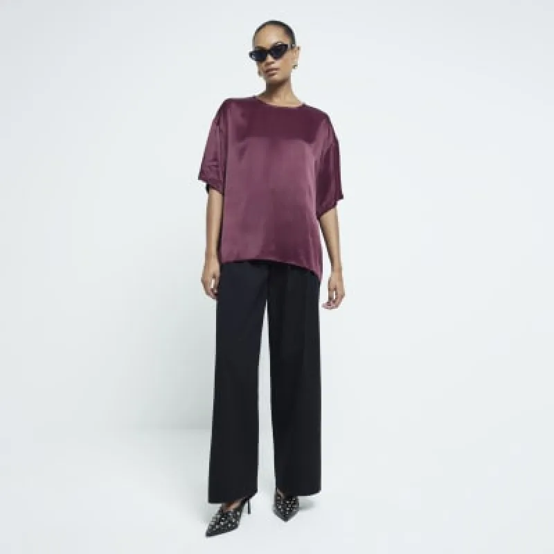 Purple Satin Oversized T-shirt sold by River Island