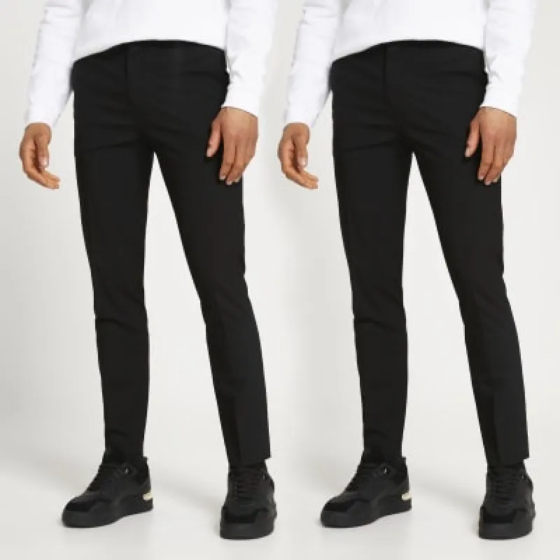 Black multipack of 2 skinny trousers sold by River Island