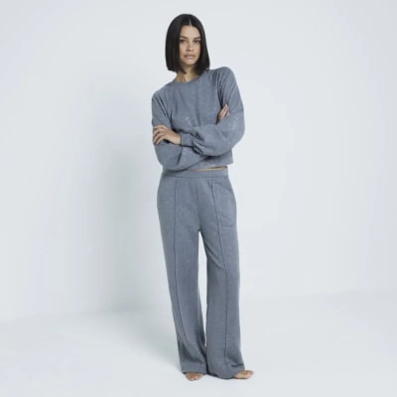 Grey Long sleeve shimmer sweatshirt sold by River Island
