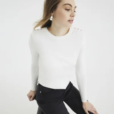 White Button Shoulder Jumper sold by River Island