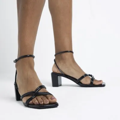 Black Wide Fit Strappy Block Heel Sandals sold by River Island