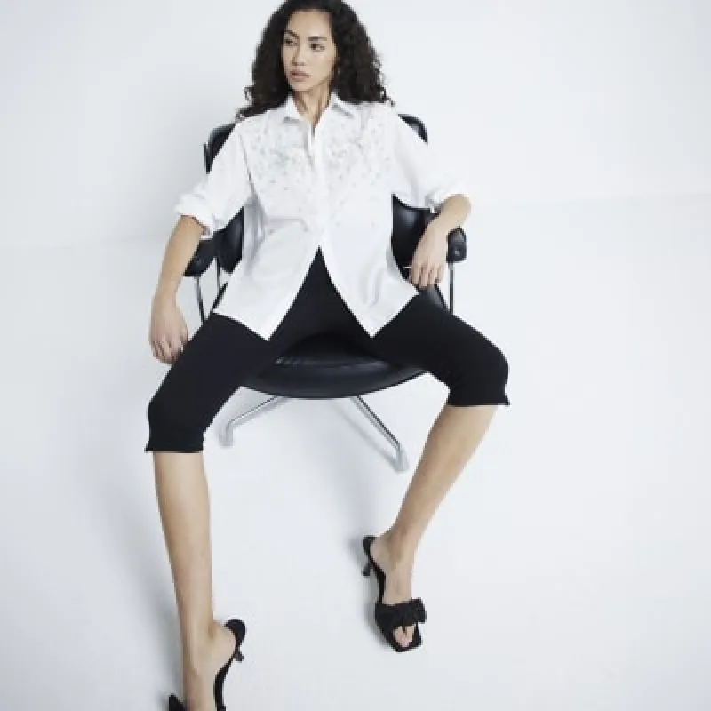 White Long Sleeve 3D Floral Shirt sold by River Island