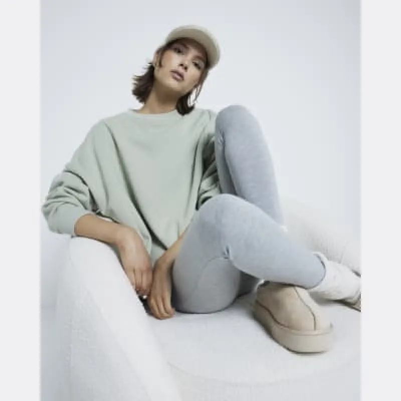 Green Long Sleeve Split Front Sweatshirt sold by River Island