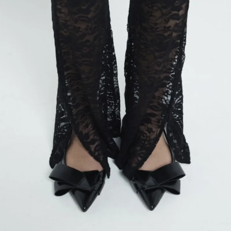 Black Bow Point Slingback Flats sold by River Island